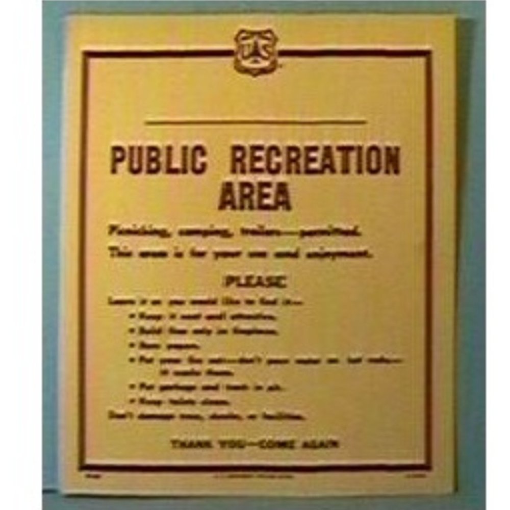 Old Forest Service Sign Public Recreation Area PICNICKING CAMPING